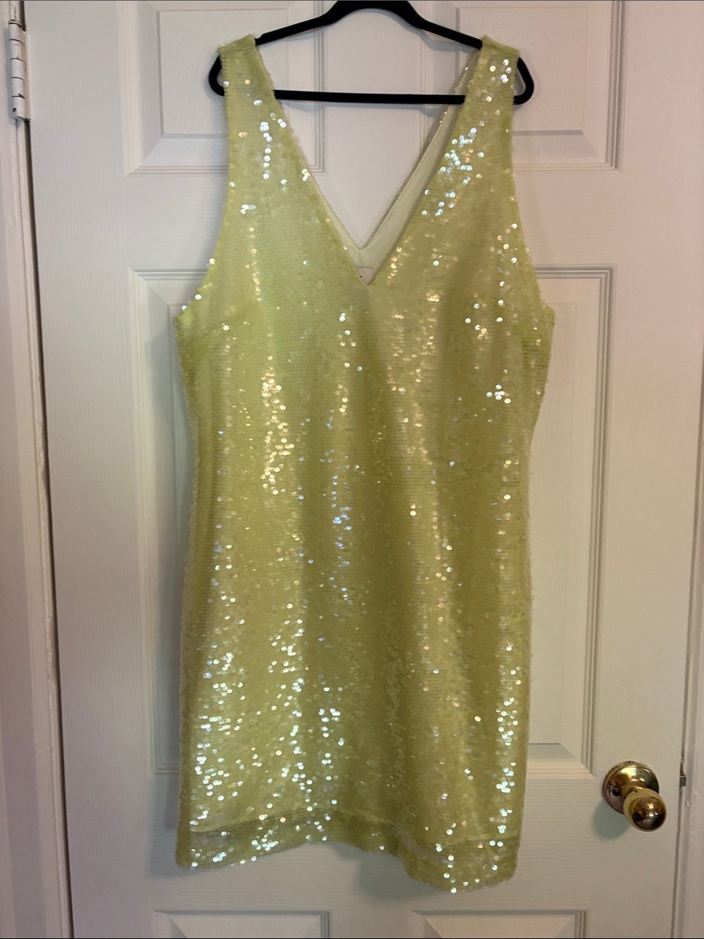 A New Day Sequin V-Neck Sleeveless Dress in Lemon